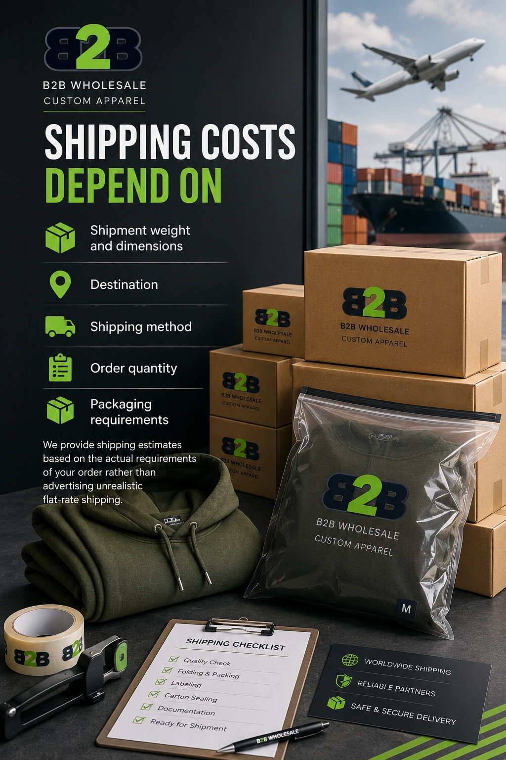 B2B Wholesale custom apparel worldwide shipping and international delivery